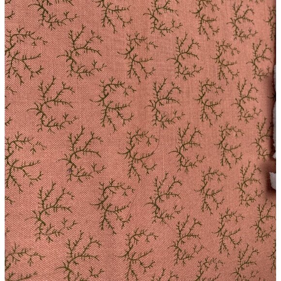 Pink Fabric with Green Branch Pattern 1/2 Yard x 44" Cotton Quilting - Picture 1 of 3